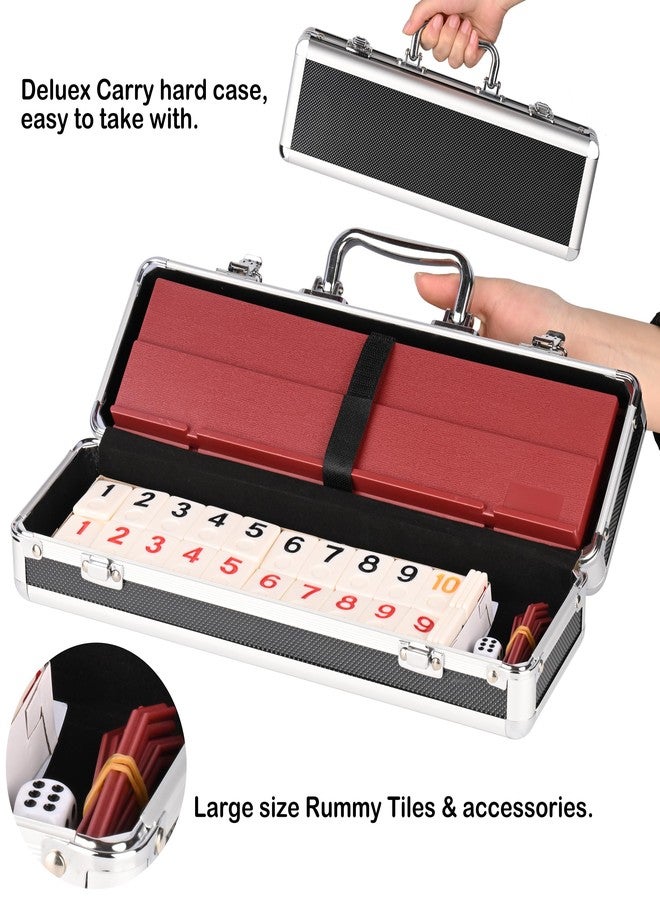 Doublefan Rummy Cube 4 Player Edition, 106 Rummy Cube Game Set with with 4 Plastic Racks in Portable Aluminum Case, Classic Board Game for Adults and - Image 4